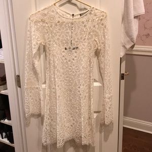 Beautiful cream lace dress with slip